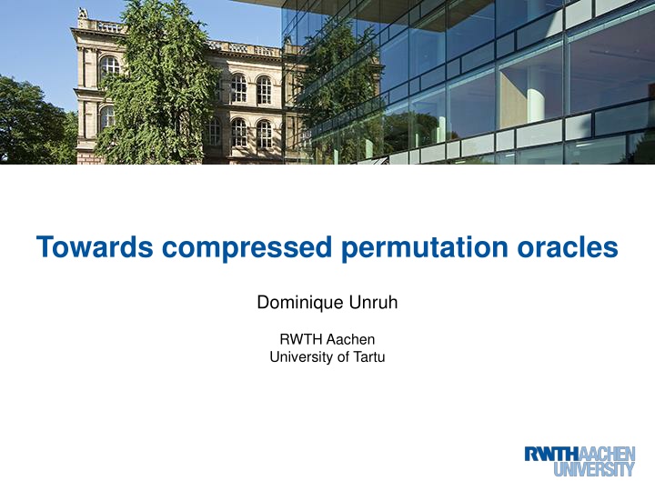 towards compressed permutation oracles n.w