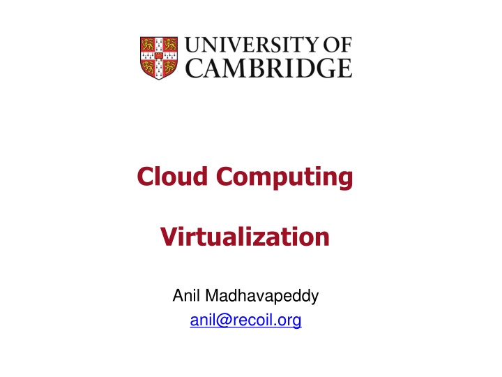 Understanding Cloud Computing Virtualization