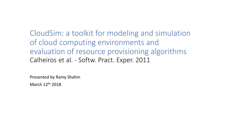 cloudsim a toolkit for modeling and simulation n.w