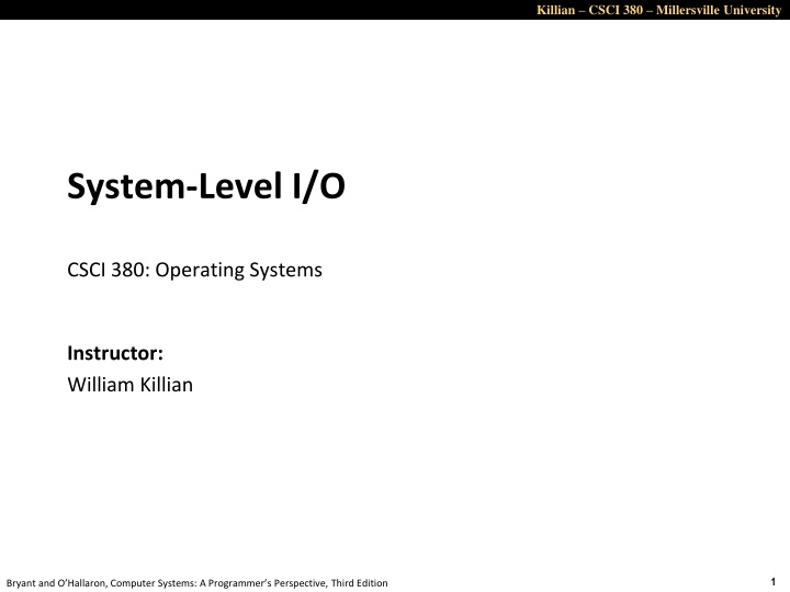 killian csci 380 millersville university n.w