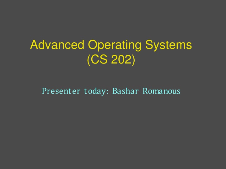 advanced operating systems cs 202 n.w