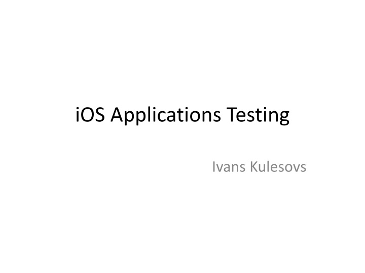 ios applications testing n.w