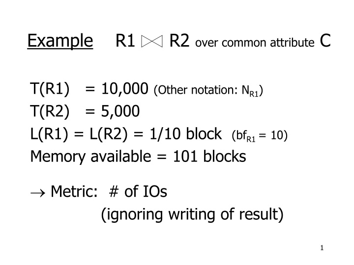 example r1 r2 over common attribute c n.w