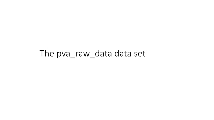 the pva raw data data set n.w