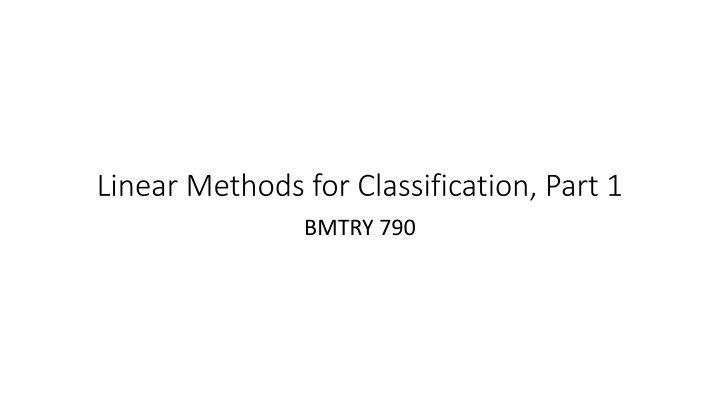 linear methods for classification part 1 n.w