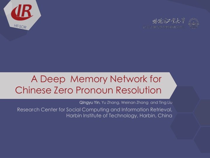 a deep memory network for chinese zero pronoun n.w