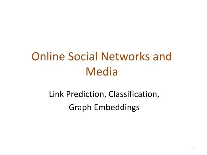 online social networks and media n.w