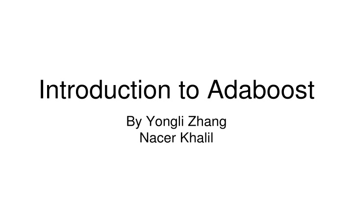introduction to adaboost n.w