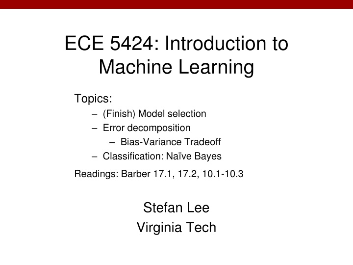 ece 5424 introduction to machine learning n.w