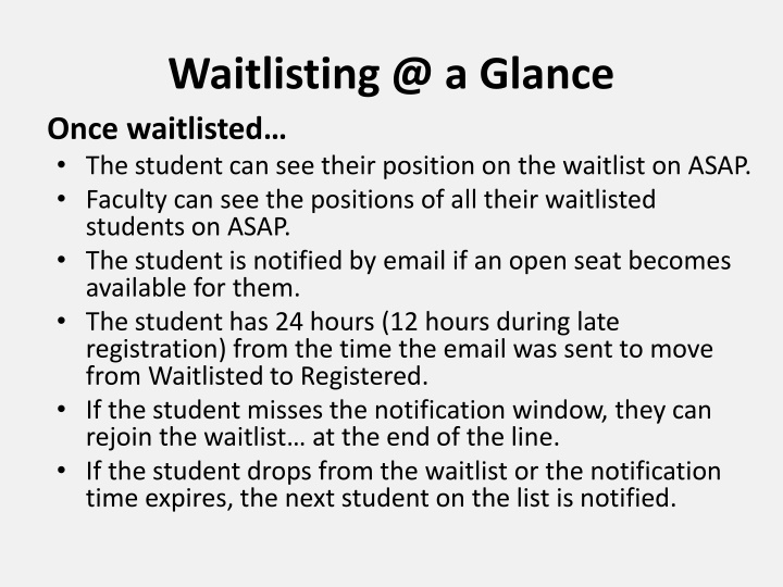 waitlisting @ a glance once waitlisted n.w