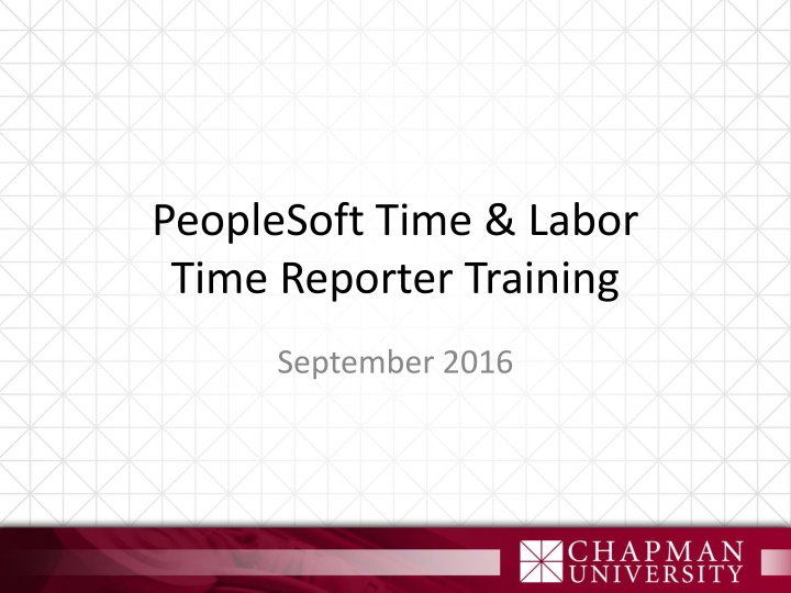 peoplesoft time labor time reporter training n.w