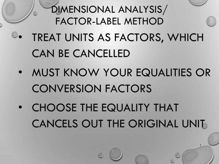 dimensional analysis factor label method treat n.w