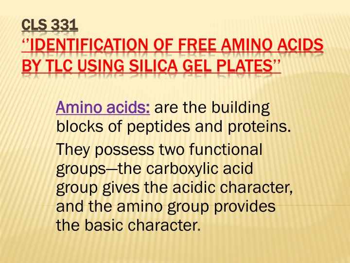 cls 331 cls 331 identification of free amino n.w