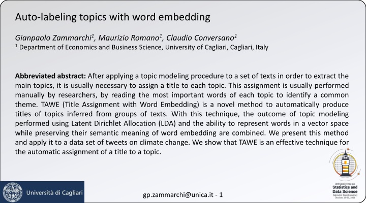 auto labeling topics with word embedding n.w