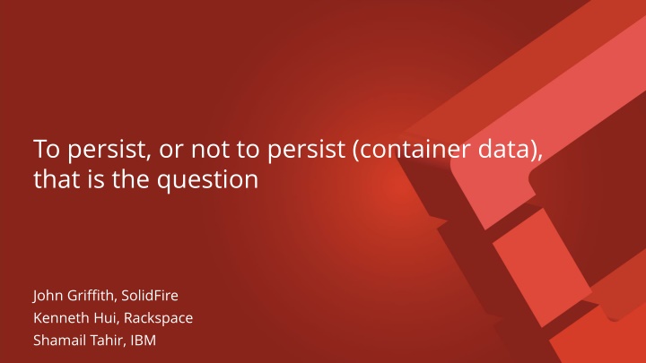 to persist or not to persist container data that n.w