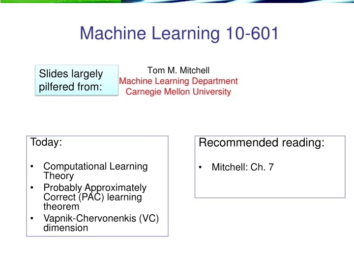 machine learning 10 601 n.w