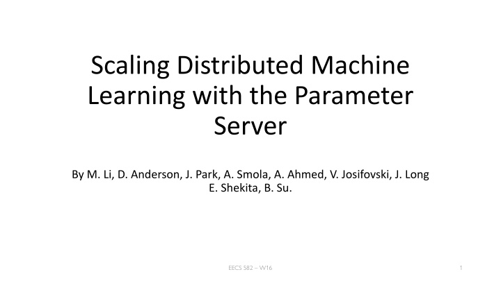 Scaling Distributed Machine Learning with the Parameter Server