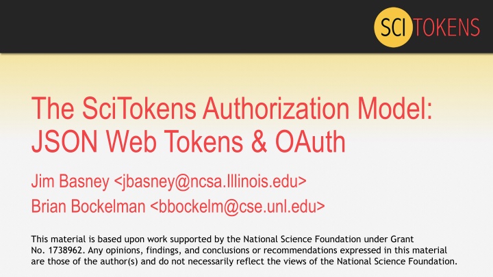 the scitokens authorization model json web tokens n.w