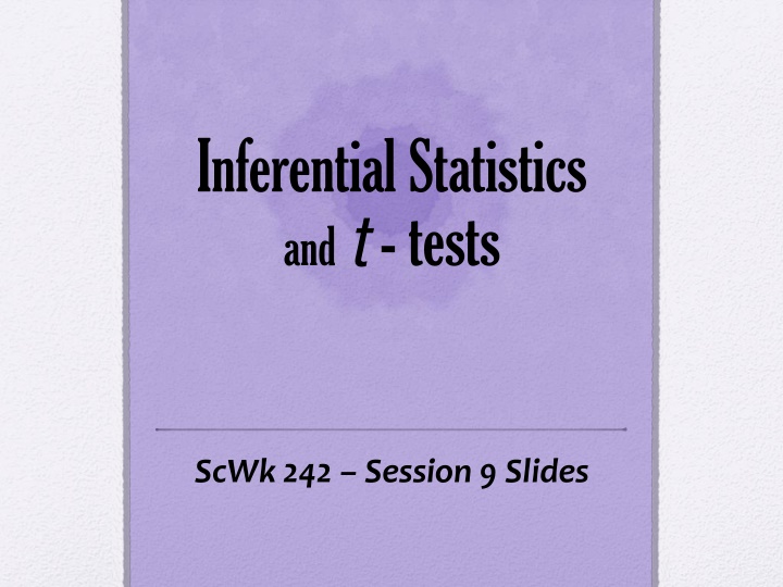 inferential statistics and t tests n.w