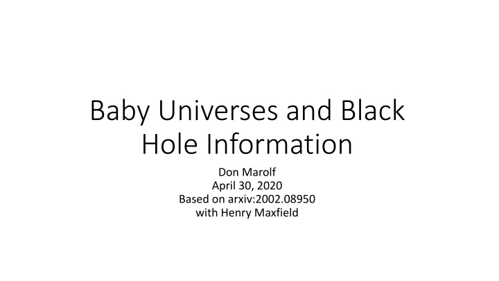 baby universes and black hole information n.w