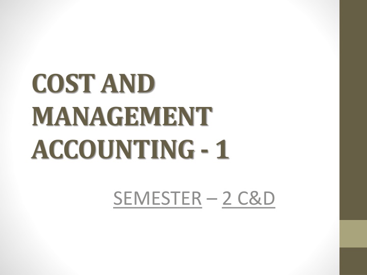 cost and management accounting 1 n.w