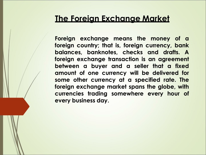 the foreign exchange market n.w