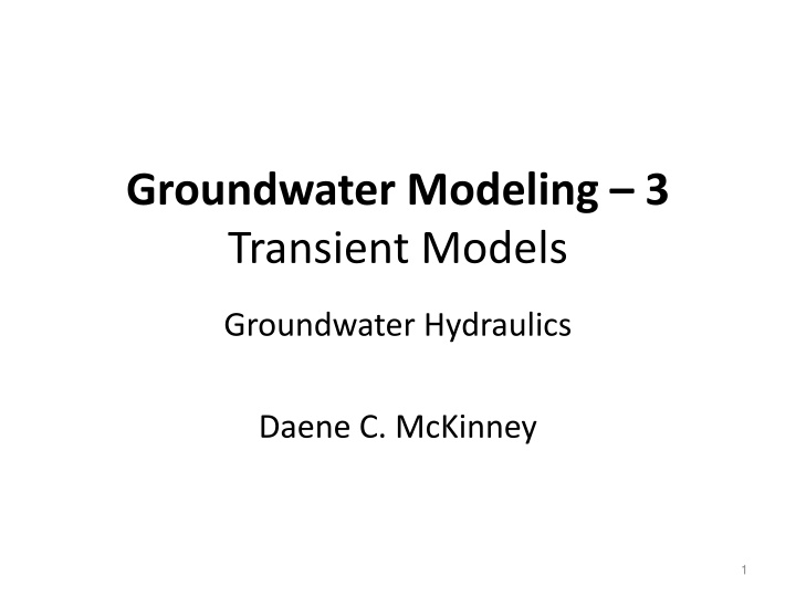 groundwater modeling 3 transient models n.w