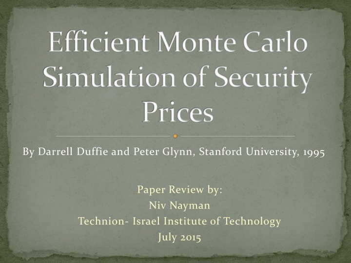 efficient monte carlo simulation of security n.w