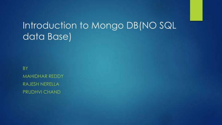 introduction to mongo db no sql data base n.w