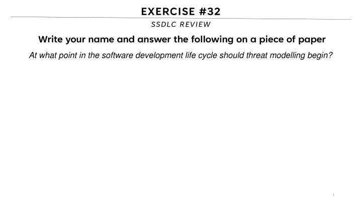 exercise 32 ssdlc review n.w