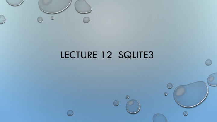 lecture 12 sqlite3 n.w