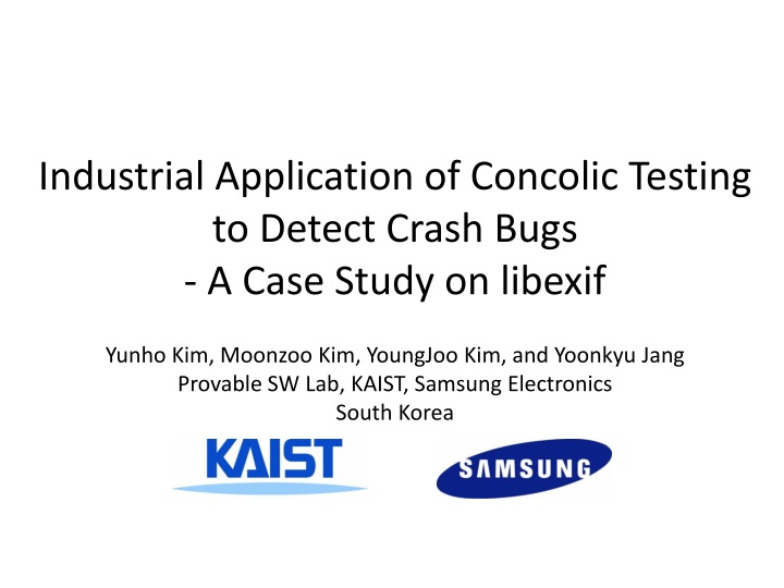 industrial application of concolic testing n.w