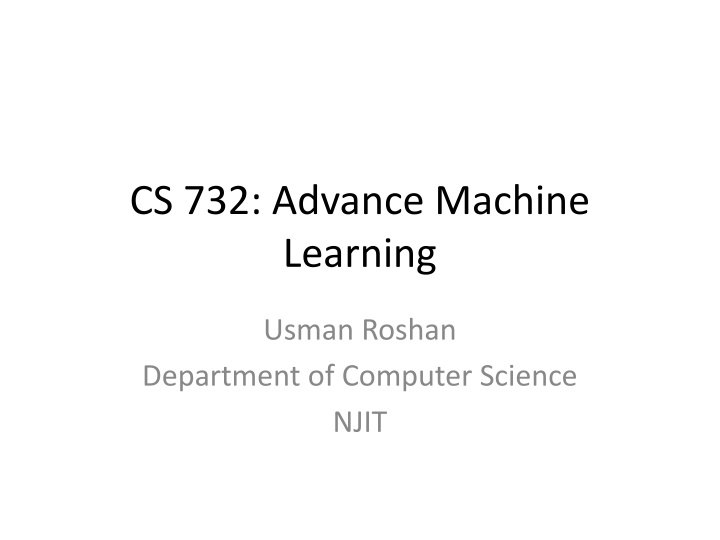 cs 732 advance machine learning n.w
