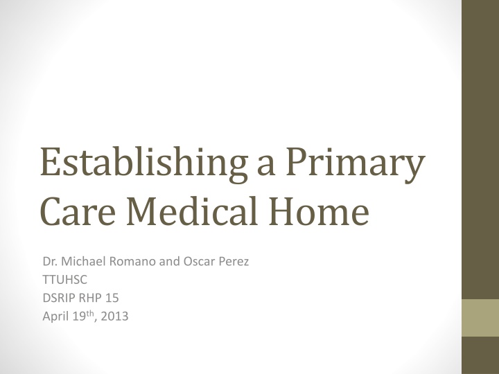 establishing a primary care medical home n.w