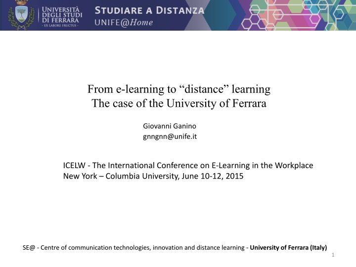 from e learning to distance learning the case n.w