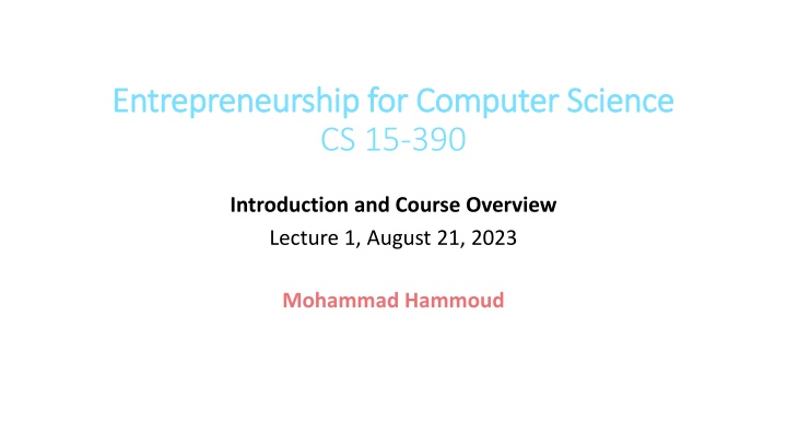 entrepreneurship for computer science n.w