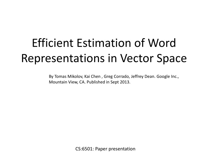 efficient estimation of word representations n.w