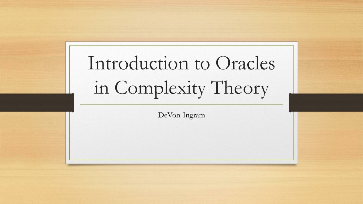 introduction to oracles in complexity theory n.w