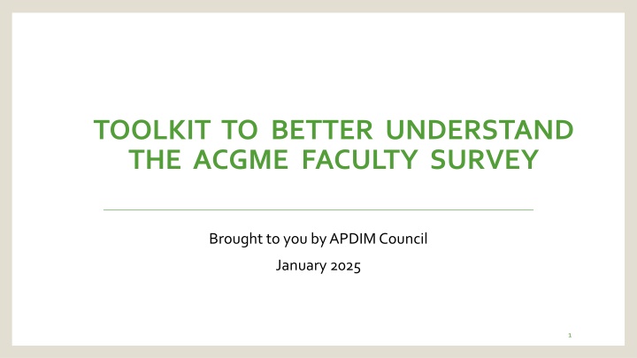 toolkit to better understand the acgme faculty n.w