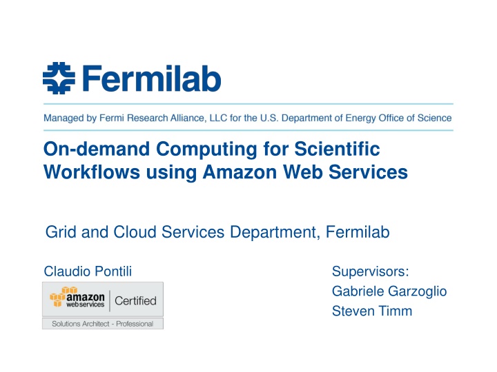 on demand computing for scientific workflows n.w
