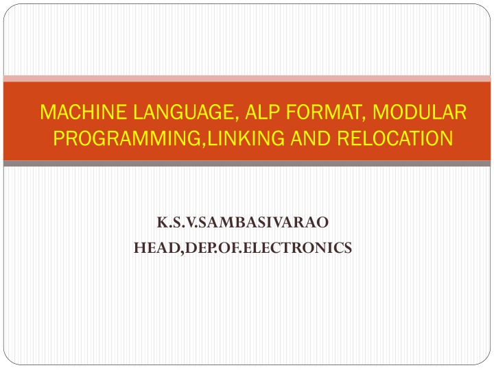machine language alp format modular programming n.w