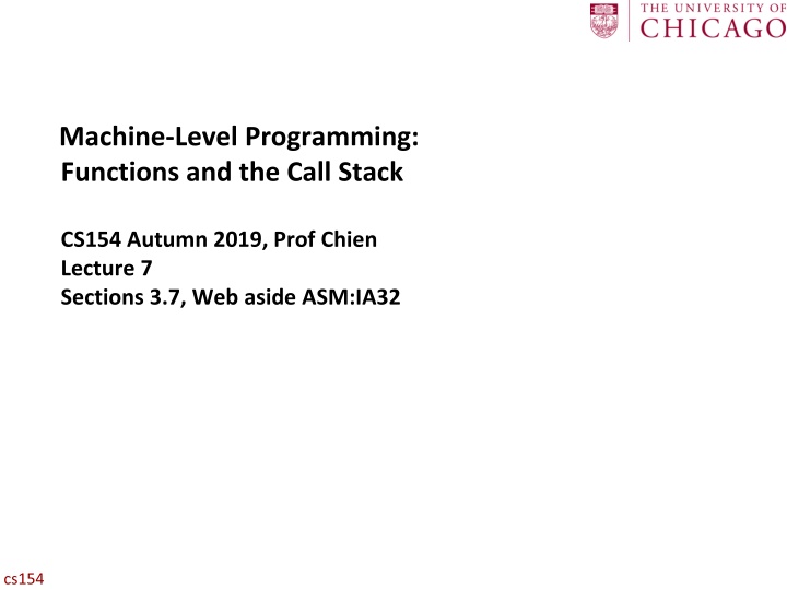 machine level programming functions and the call n.w