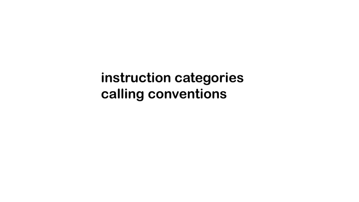 instruction categories calling conventions n.w