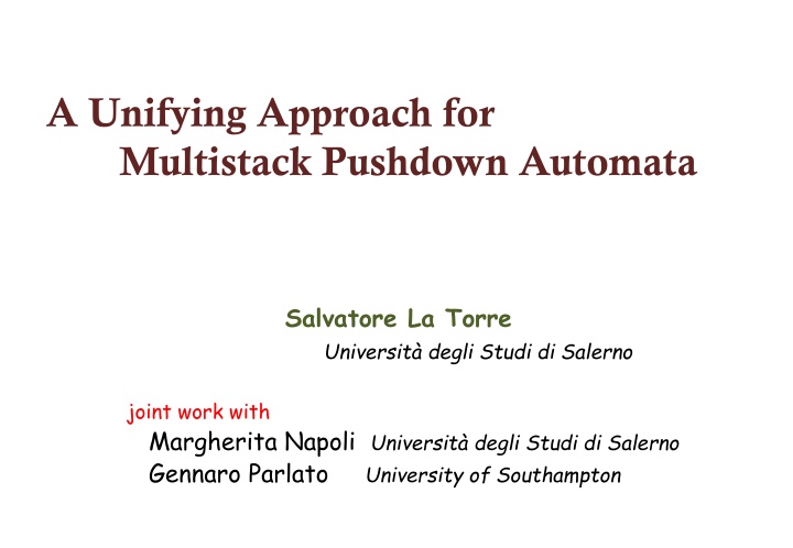 a unifying approach for multistack pushdown n.w