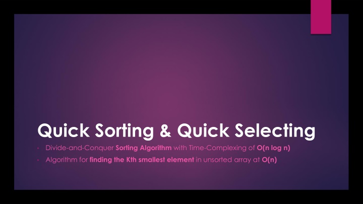 quick sorting quick selecting divide and conquer n.w