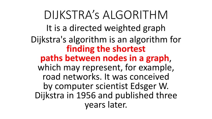 dijkstra s algorithm it is a directed weighted n.w