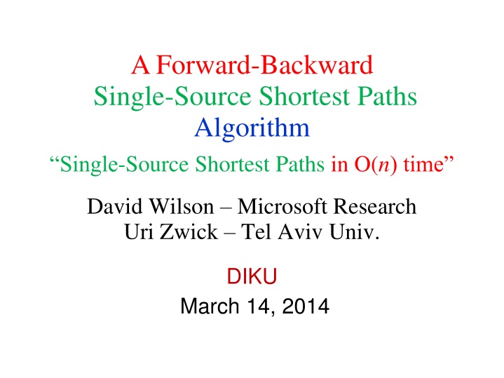 a forward backward single source shortest paths n.w
