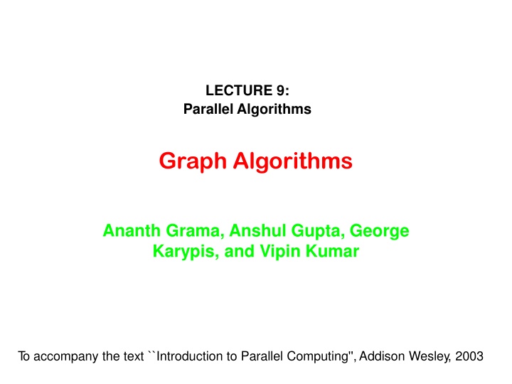 lecture 9 parallel algorithms n.w