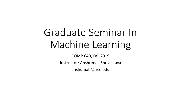 graduate seminar in machine learning n.w