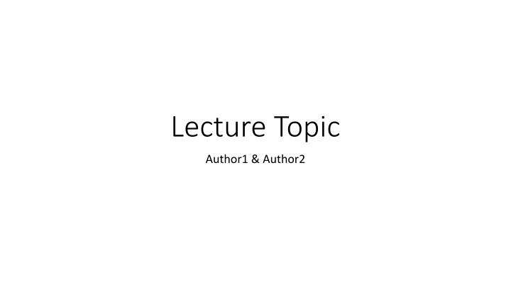 lecture topic n.w